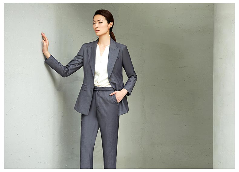 女款灰色兩粒扣西服圖片