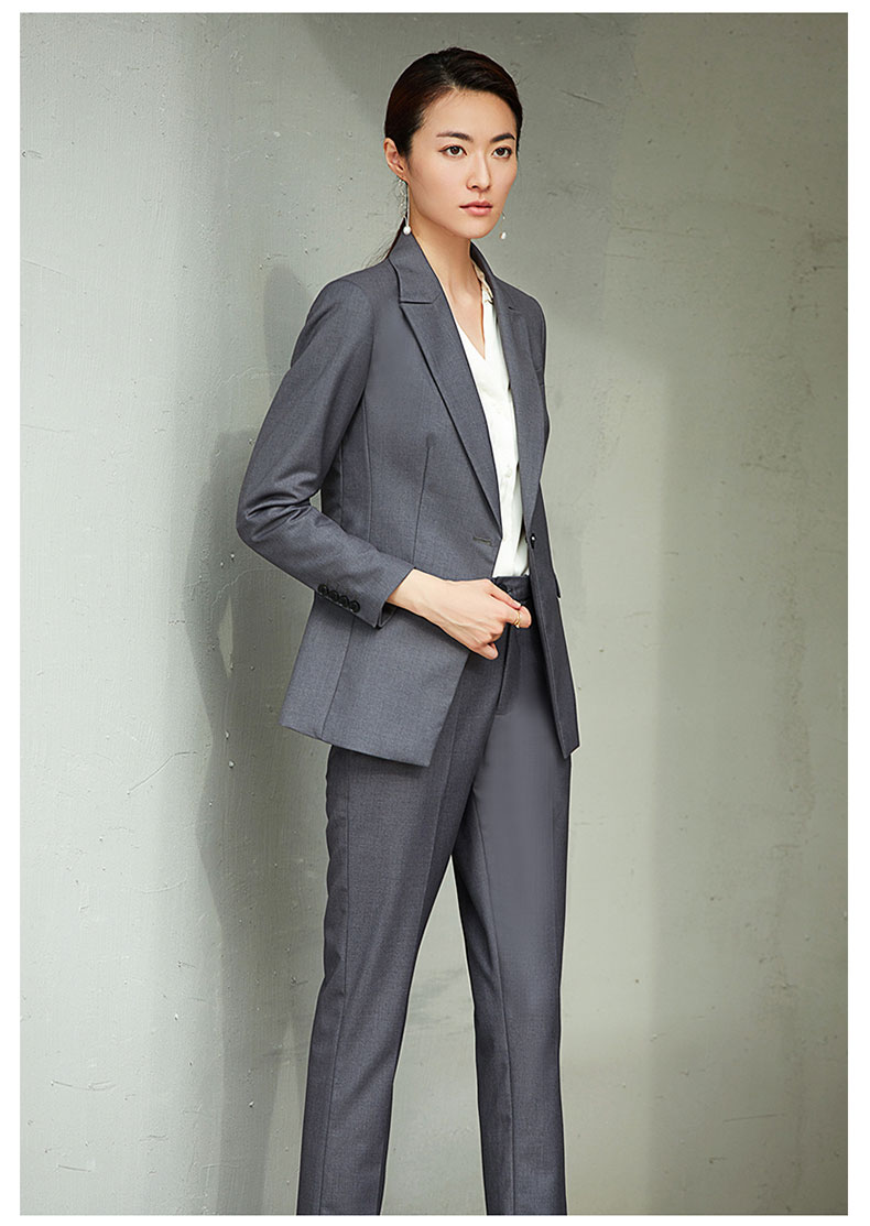 女款灰色一粒扣西服套裝定制款圖片展示